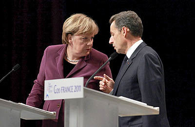 دیدار سران آلمان و فرانسه در سایه‌ سقوط یورو