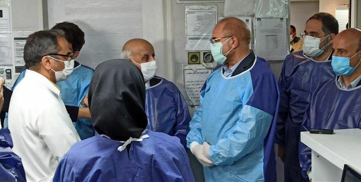 حضور سرزده قالیباف در ICU کرونا بیمارستان امام خمینی تهران