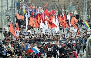راهپیمایی روس‌ها علیه پوتین
