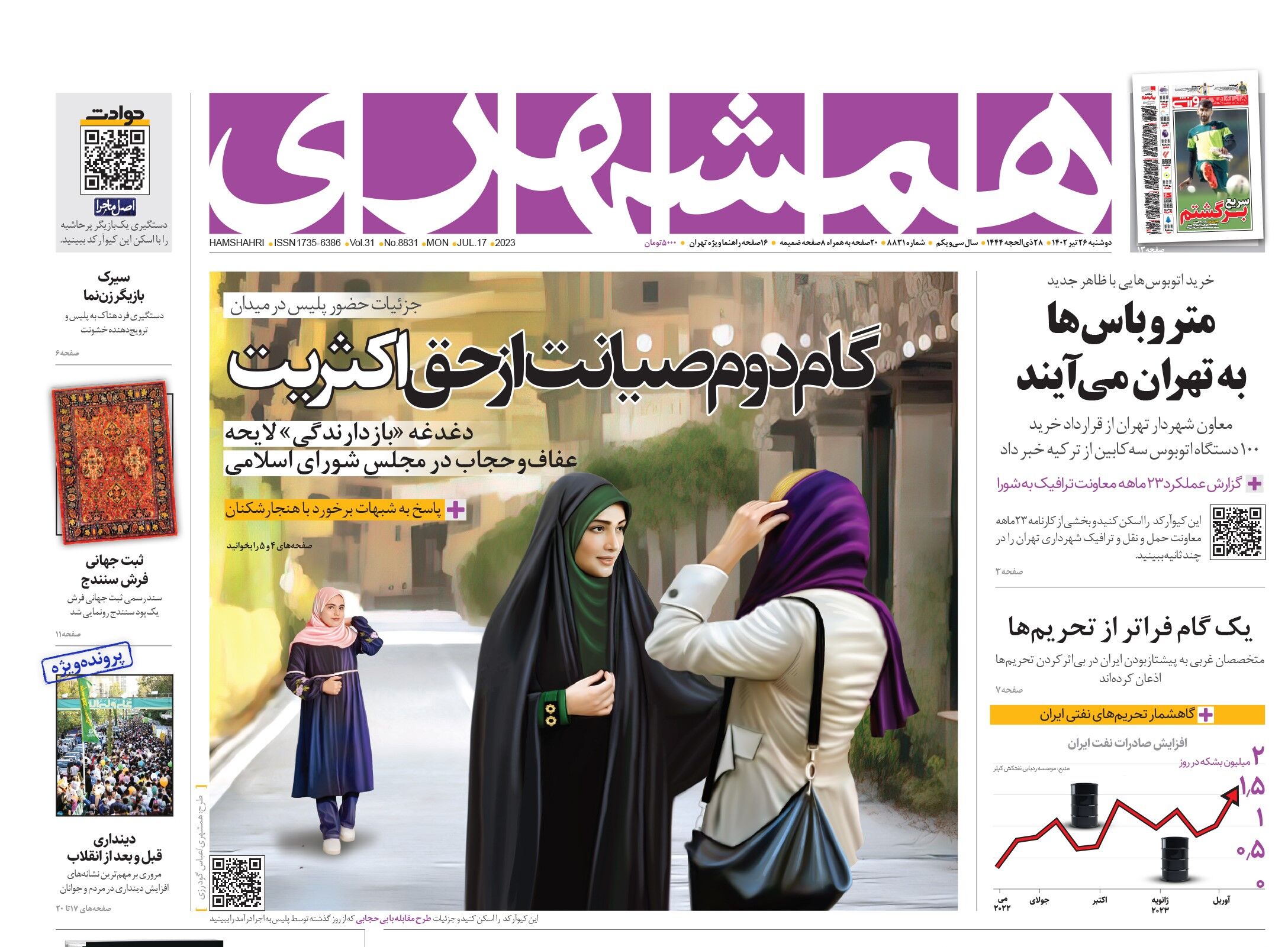 دفاع جانانه روزنامه زاکانی از بازگشت گشت ارشاد