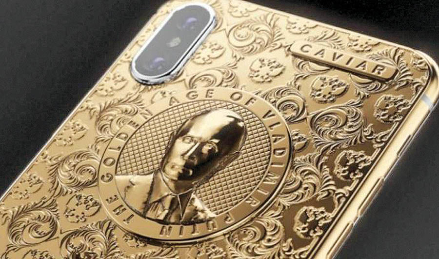 آی‌فون نسخه طلا با تصویر حکاکی شده پوتین