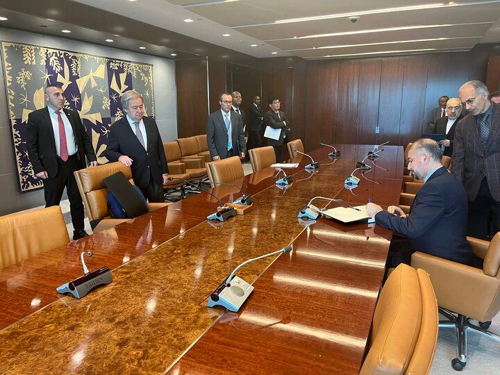 دیدار امیرعبداللهیان و گوترش در حاشیه نشست مجمع عمومی سازمان ملل