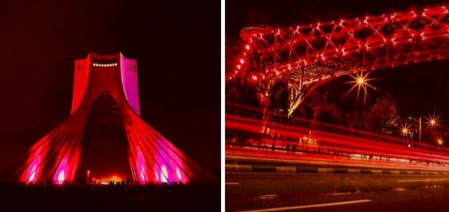 برج میلاد و پل طبیعت تغییر رنگ دادند!+ تصاویر