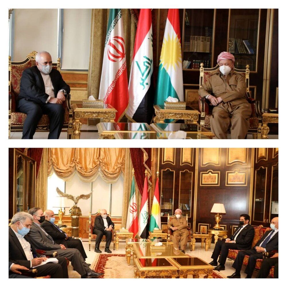 مسعود بارزانی در دیدار ظریف: اجازه نمی‌دهیم کردستان محلی برای تهدید ایران باشد
