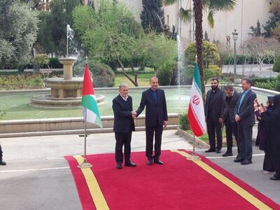  مراسم استقبال امیر عبداللهیان از دبیرکل جنبش جهاد اسلامی فلسطین+ فیلم