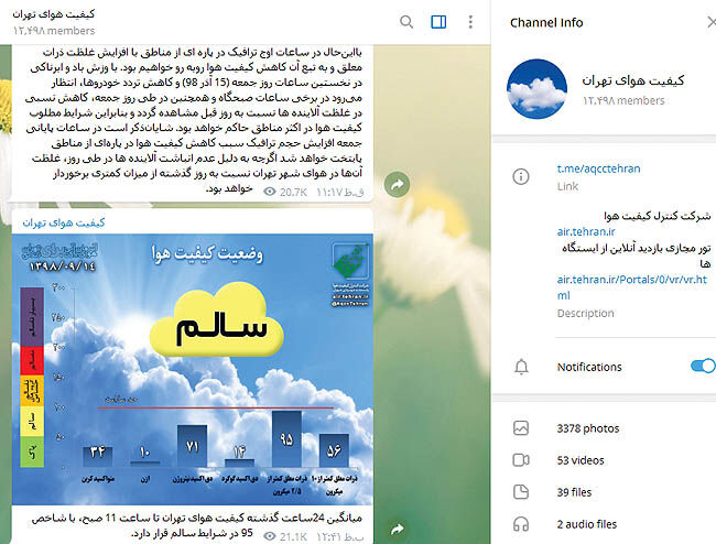 تعطیلی «تلگرام» آلودگی هوا