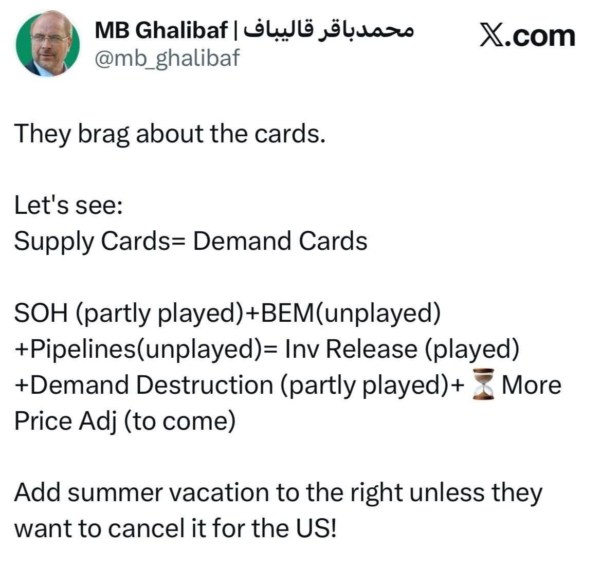 پاسخ قالیباف به ترامپ با ادبیات کارت بازی؛ کارت هایت تمام شده و ما هنوز کارت داریم! + عکس