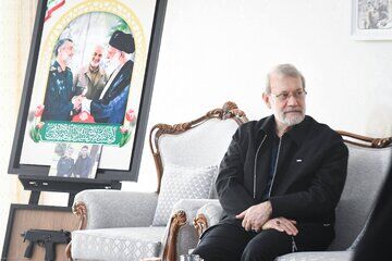 عکس خاص لاریجانی حین تماشای عکس های سرداران شهید جنگ 12 روزه