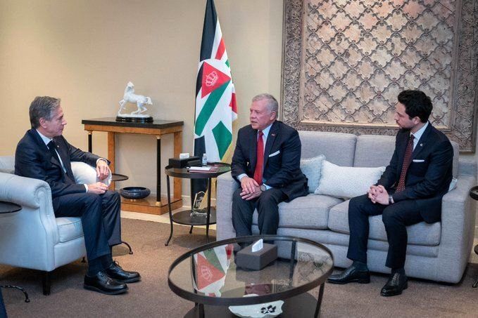 دیدار پادشاه اردن و وزیر خارجه آمریکا با محوریت غزه