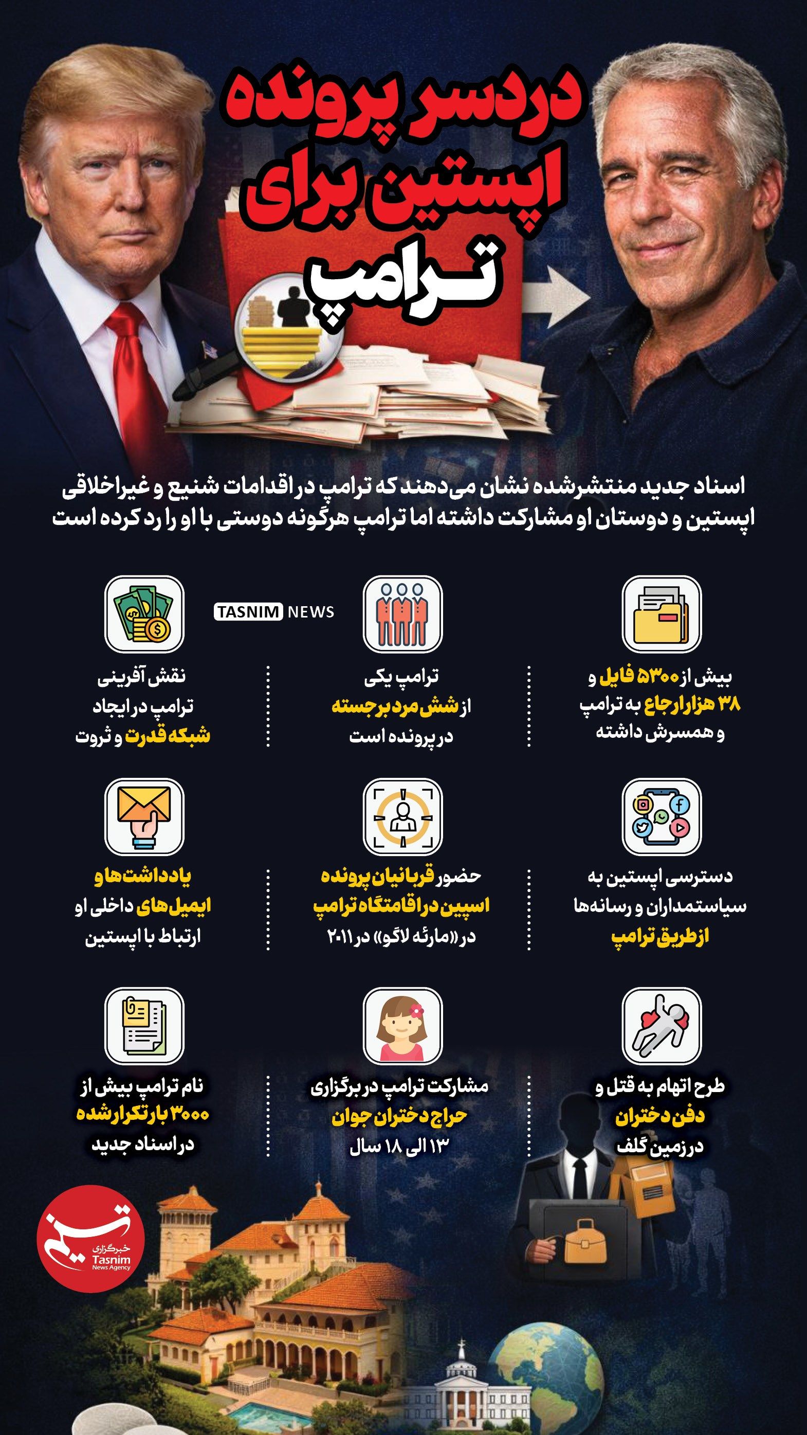 اینفوگرافیک/ دردسر پرونده اپستین برای ترامپ