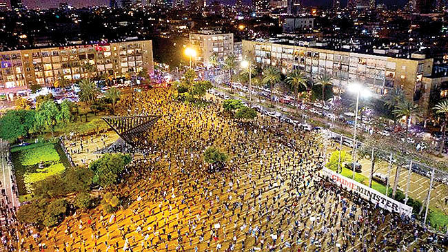 تظاهرات علیه‌کابینه ائتلافی در تل‌آویو