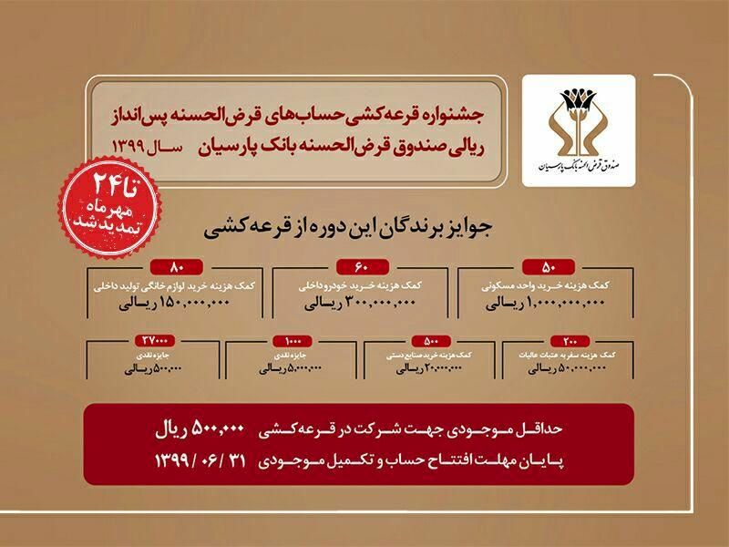 ‌جشنواره حساب‌های قرض‌الحسنه بانک پارسیان برگزار می‌شود‌