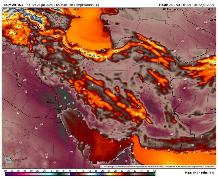 دمادر این استان به 52 درجه رسید / تداوم گرمای 40 درجه‌ای در بیشتر نقاط کشور