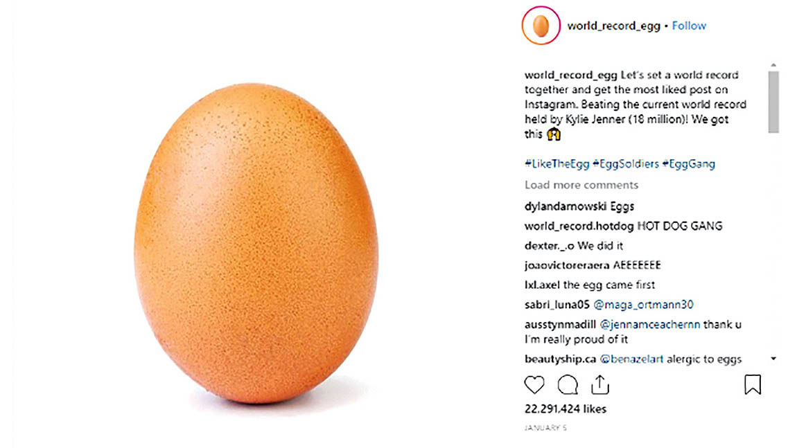 عکس یک تخم مرغ محبوب‌ترین عکس اینستاگرام شد
