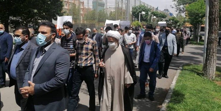 تجمع دانشگاهیان دانشگاه امیرکبیر در اعتراض به جنایات صهیونیست‌ها+عکس