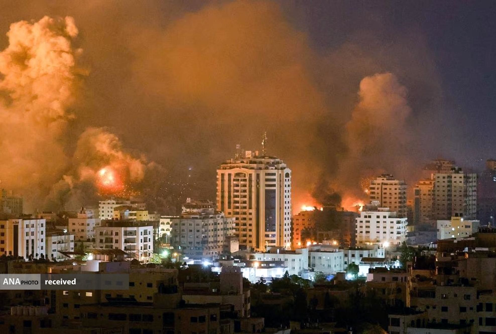 بمباران شبانه نوار غزه توسط اسرائیل + فیلم
