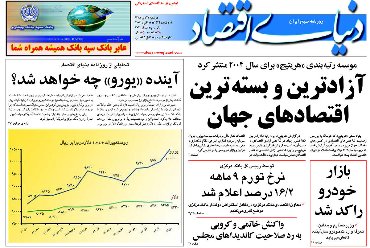  pdf روزنامه دنیای اقتصاد شماره 302