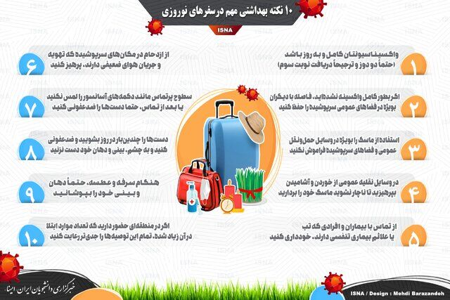  ۱۰ نکته بهداشتی مهم در سفرهای نوروزی