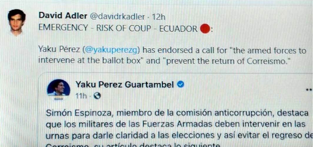هشدار نهادهای بین‌المللی درباره خطر کودتای انتخاباتی در اکوادور