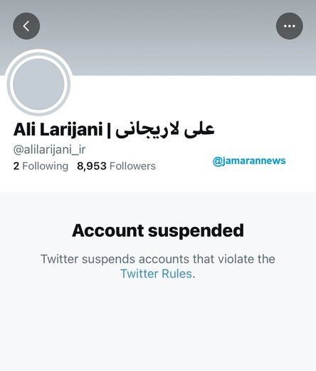حساب کاربری لاریجانی در توئیتر مسدود شد