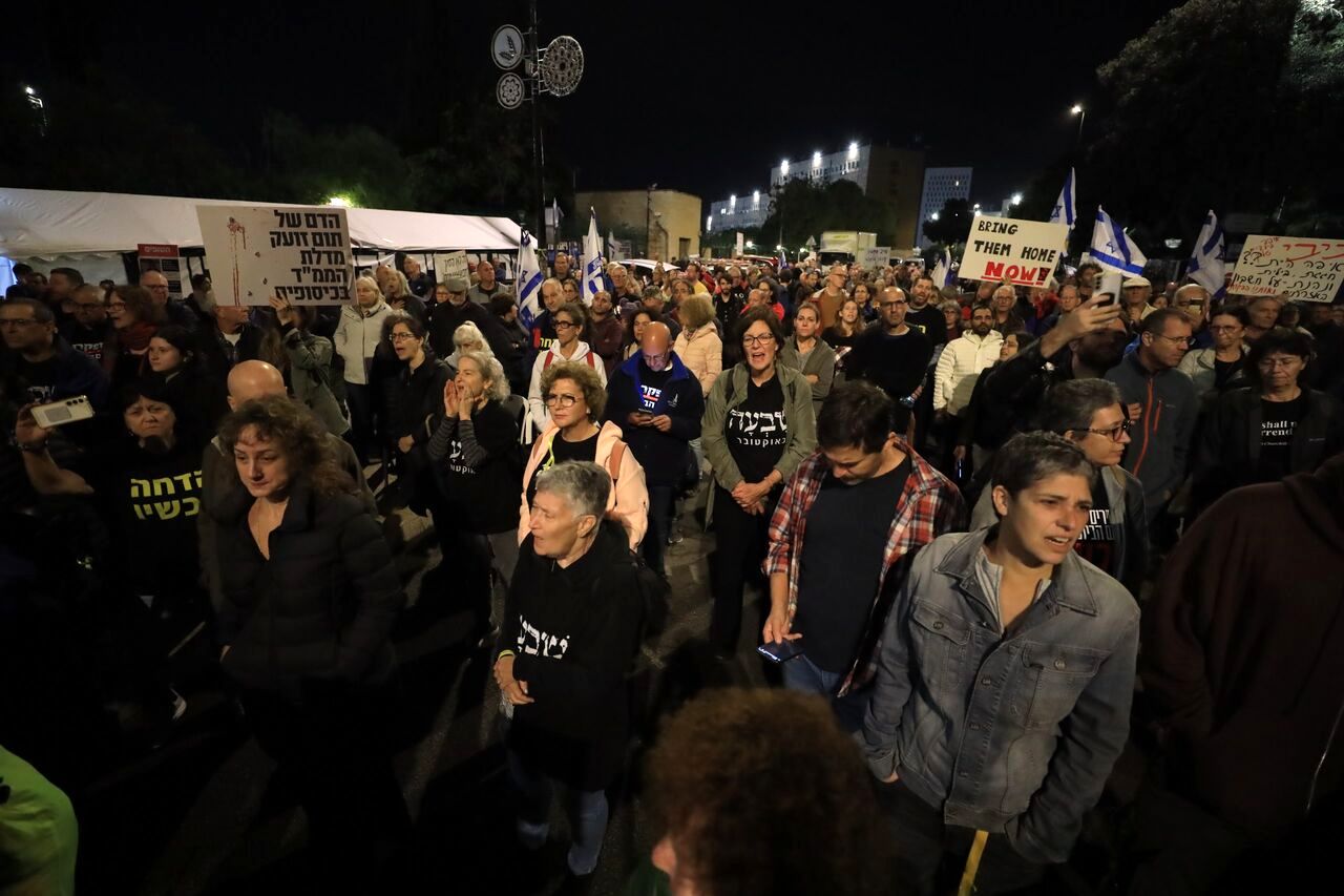 تظاهرات خانواده اسرای اسرائیل علیه نتانیاهو