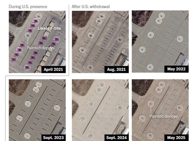 واشنگتن‌پست: طالبان تصاویر هواپیماهای نظامی را در پایگاه هوایی بگرام نقاشی کرده است